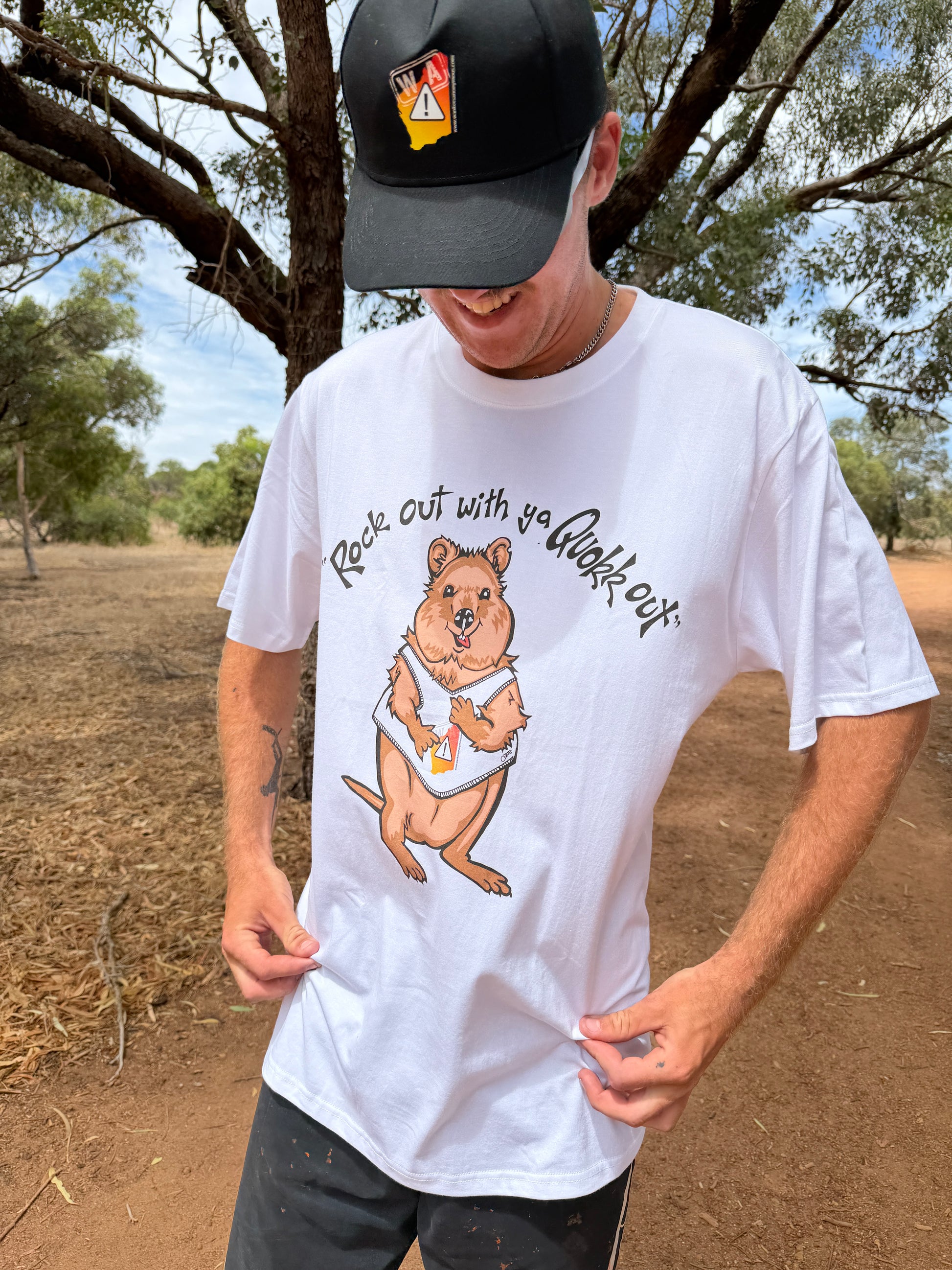 Unisex Oversize white T-shirt “Rock out with ya Quokk out”